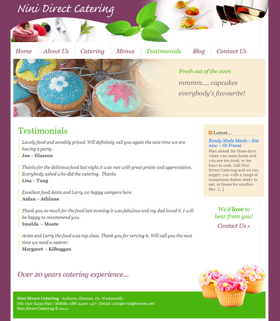 Nini Direct Catering website